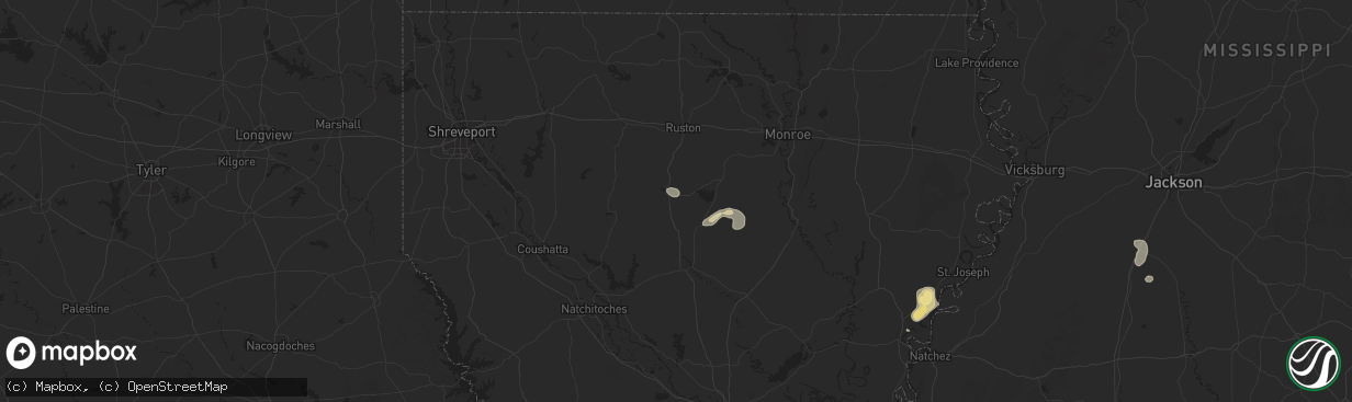 Hail map in Jonesboro, LA on August 14, 2025