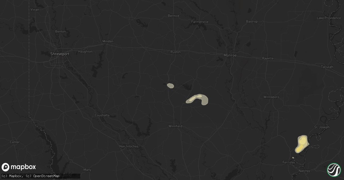 Hail map in Jonesboro, LA on August 14, 2025
