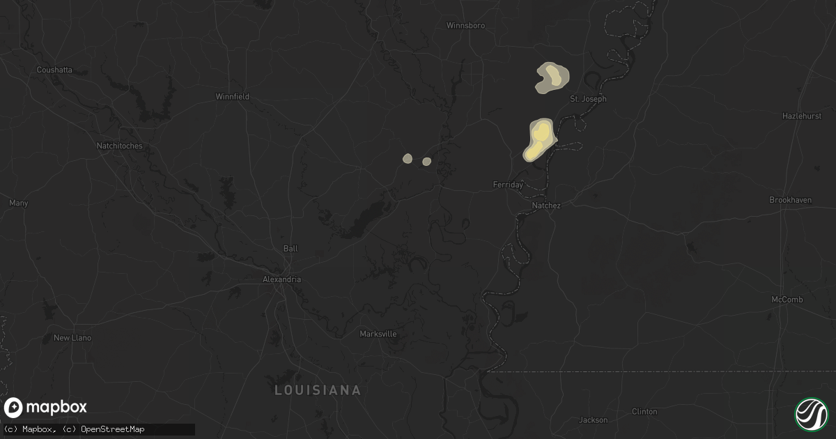 Hail map in Jonesville, LA on August 14, 2025