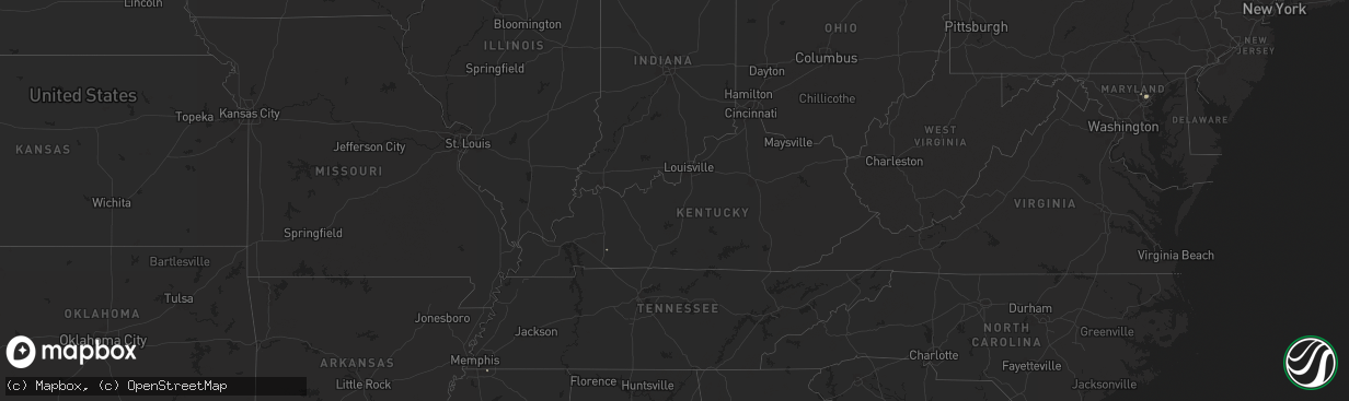Hail map in Kentucky on August 14, 2025