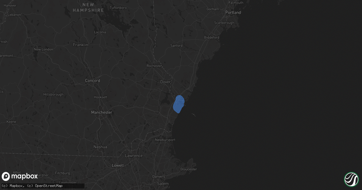 Hail map in Kittery, ME on August 14, 2025