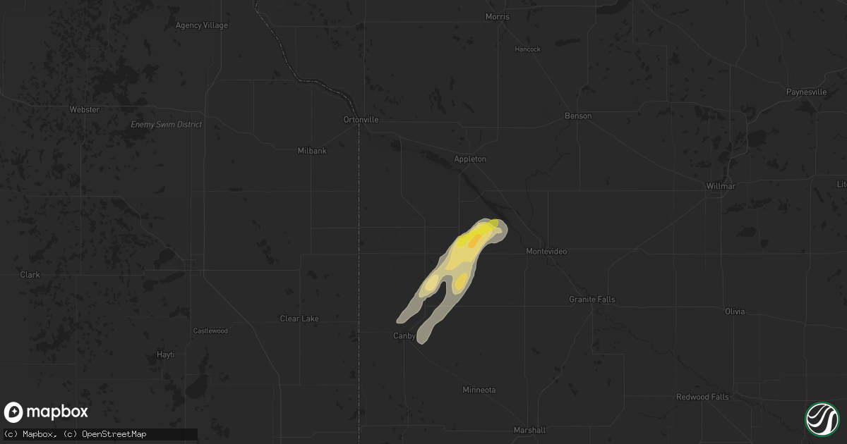 Hail map in Madison, MN on August 14, 2025