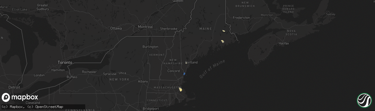 Hail map in Maine on August 14, 2025