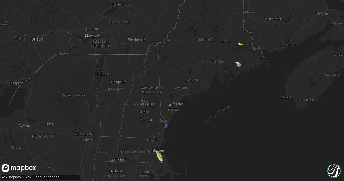 Hail map in Maine on August 14, 2025