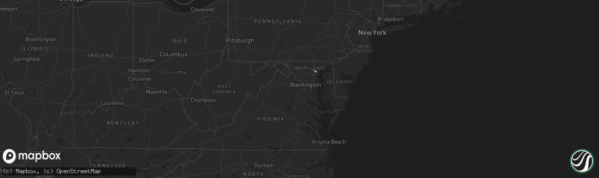 Hail map in Maryland on August 14, 2025