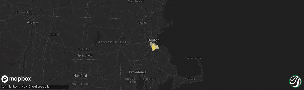 Hail map in Mattapan, MA on August 14, 2025