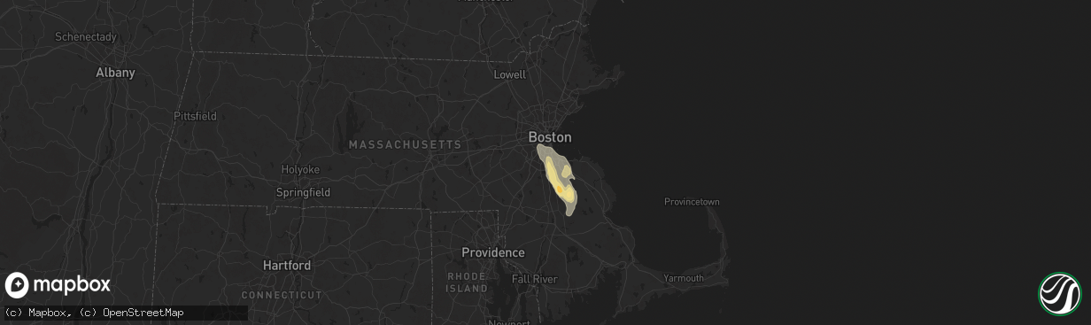 Hail map in Milton, MA on August 14, 2025