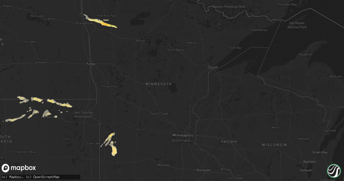 Hail map in Minnesota on August 14, 2025
