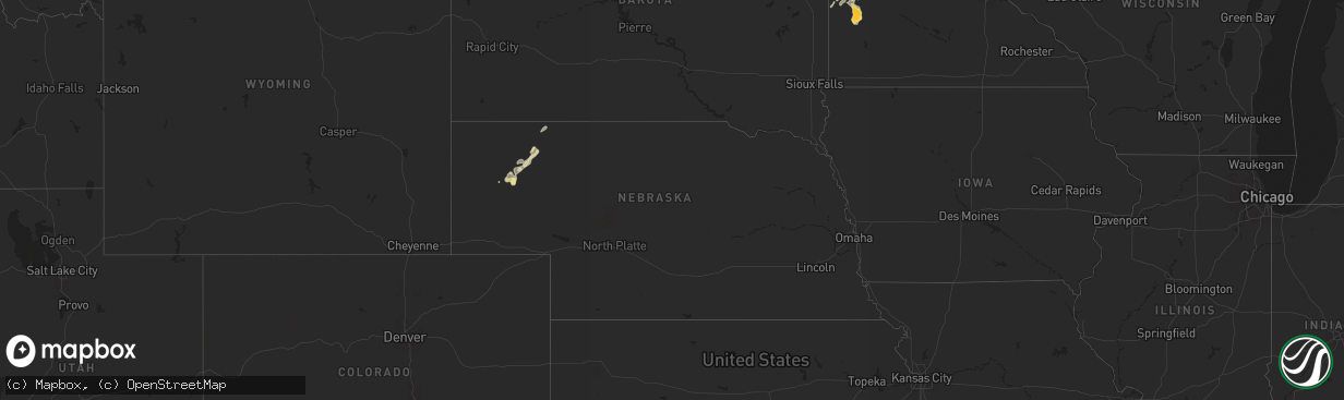 Hail map in Nebraska on August 14, 2025