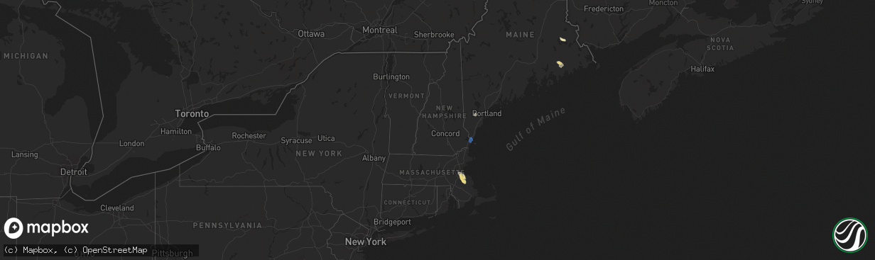 Hail map in New Hampshire on August 14, 2025