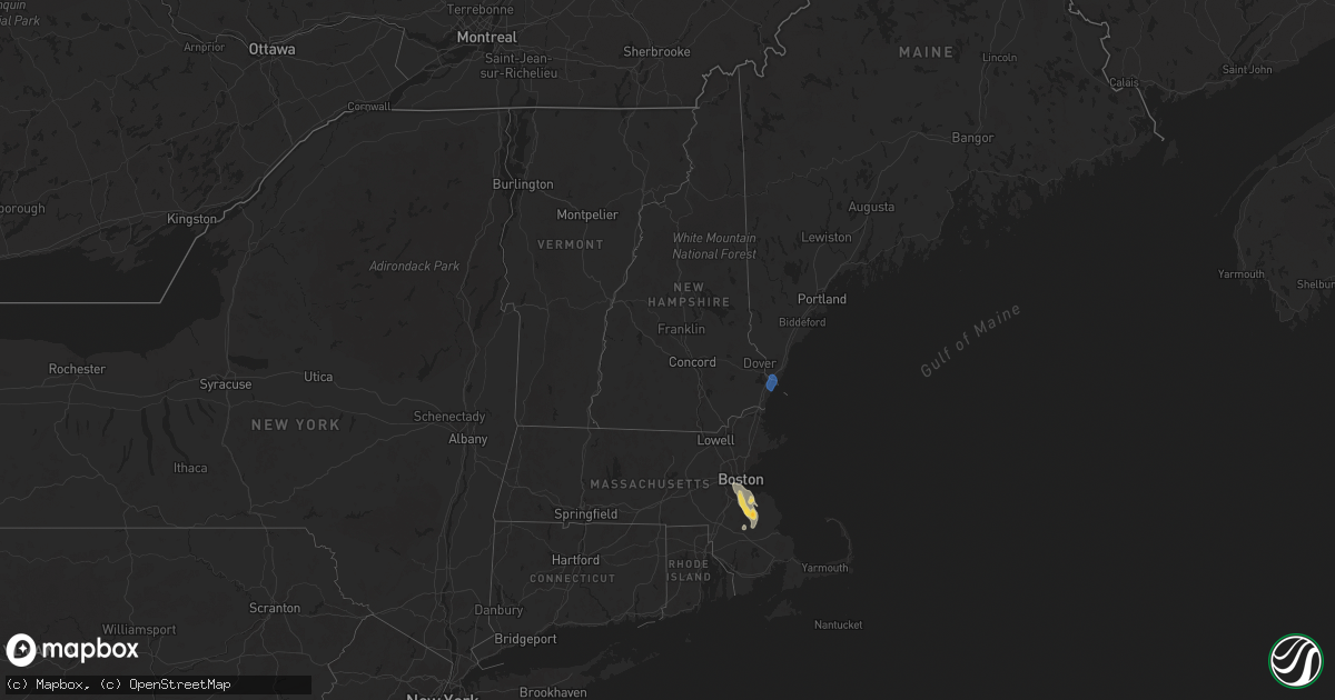 Hail map in New Hampshire on August 14, 2025