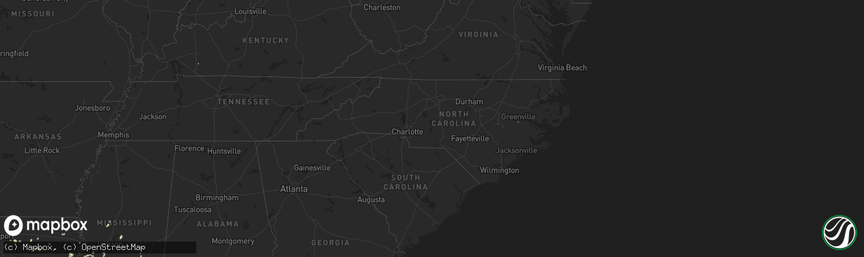 Hail map in North Carolina on August 14, 2025