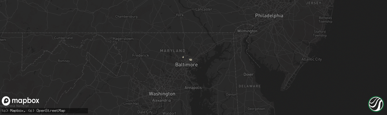 Hail map in Nottingham, MD on August 14, 2025