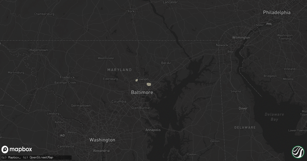 Hail map in Nottingham, MD on August 14, 2025