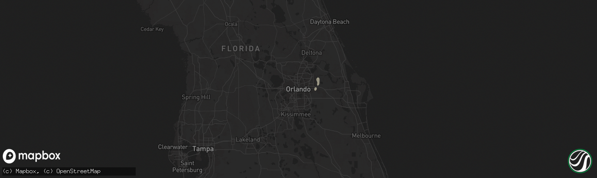 Hail map in Orlando, FL on August 14, 2025