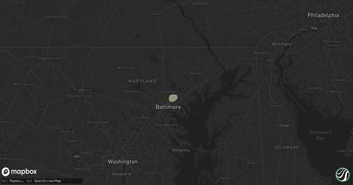 Hail map in Parkville, MD on August 14, 2025