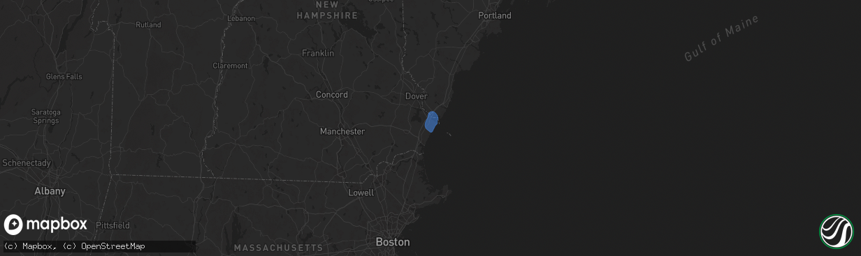 Hail map in Rye, NH on August 14, 2025