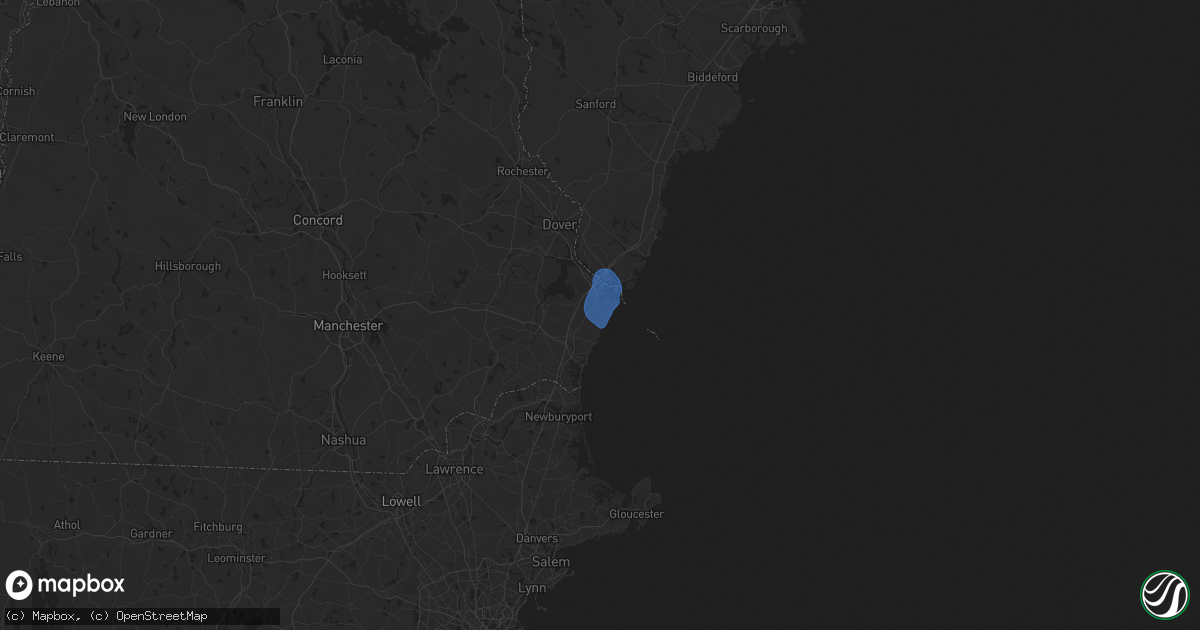 Hail map in Rye, NH on August 14, 2025