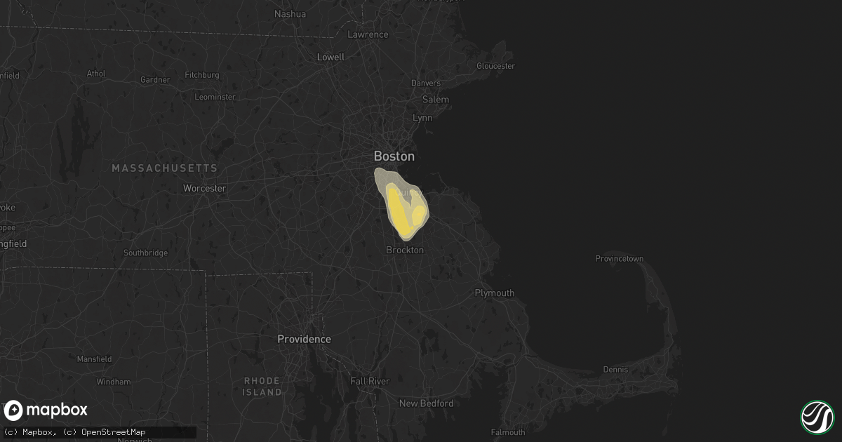 Hail map in South Weymouth, MA on August 14, 2025