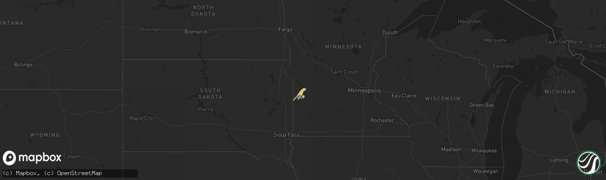 Hail map on August 14, 2025
