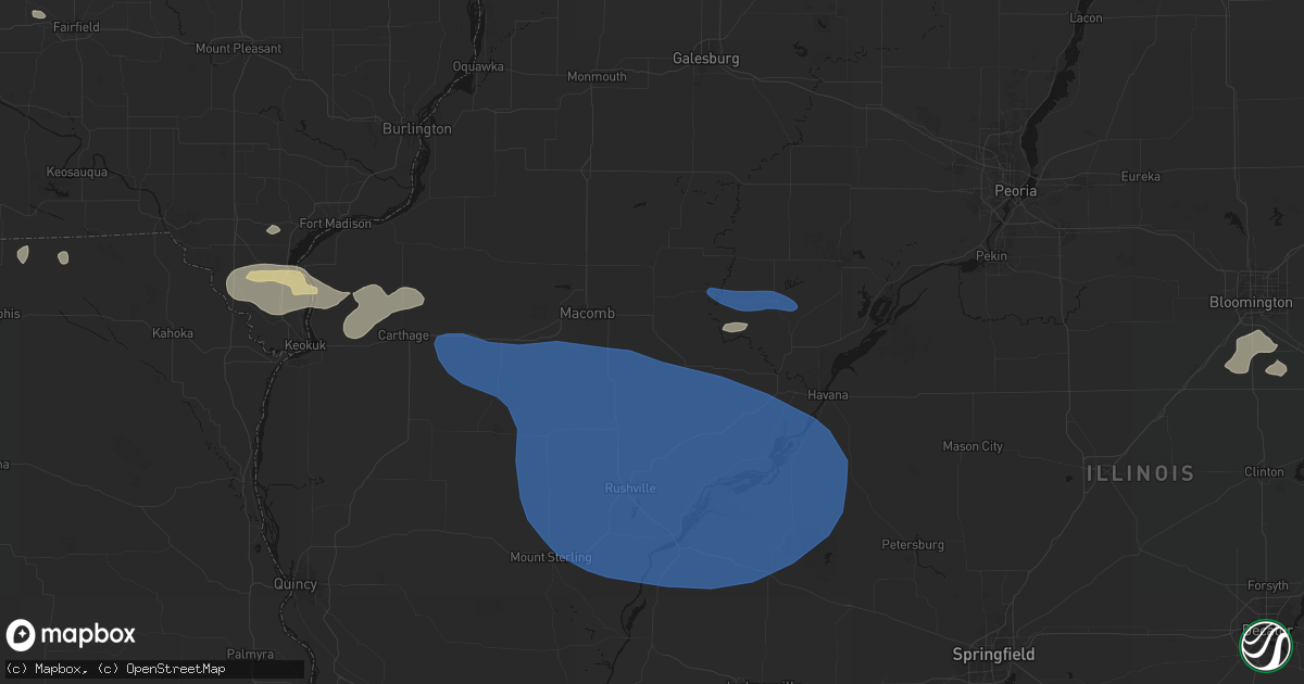 Hail map in Adair, IL on August 14, 2026