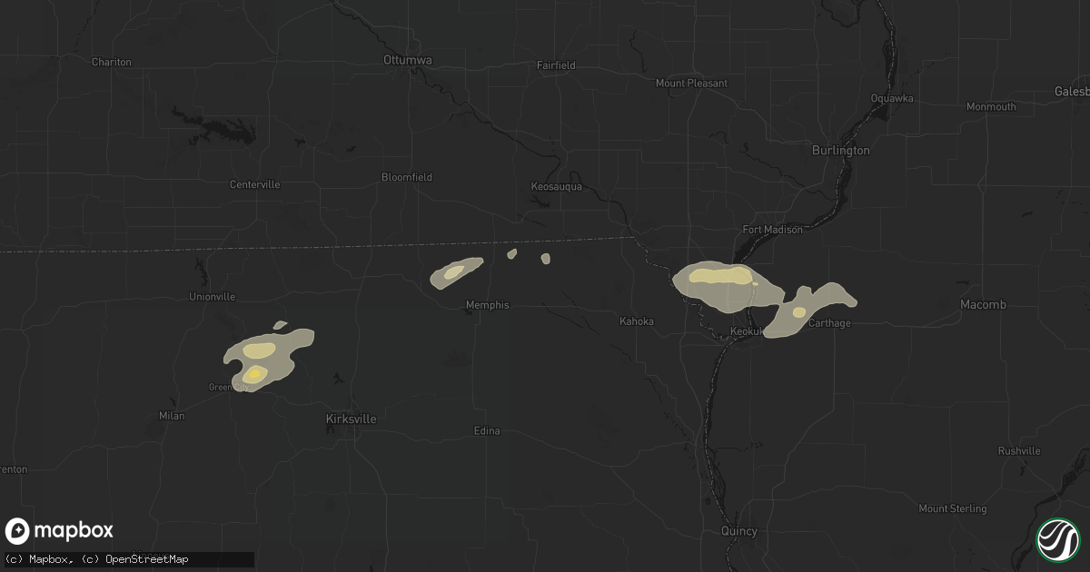 Hail map in Arbela, MO on August 14, 2026