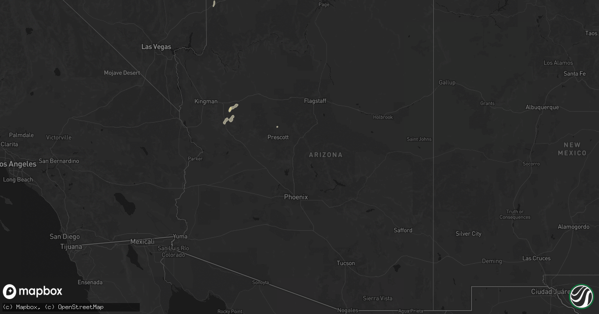 Hail map in Arizona on August 14, 2026