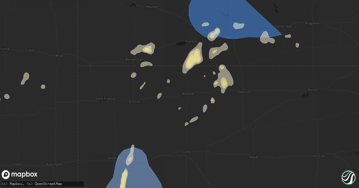 Hail map in Atwood, KS on August 14, 2026