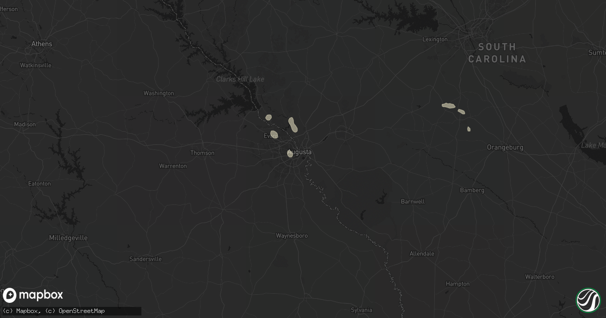 Hail map in Augusta, GA on August 14, 2026