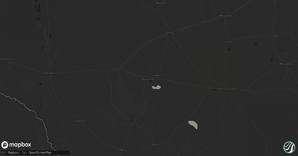 Hail map in Balmorhea, TX on August 14, 2026