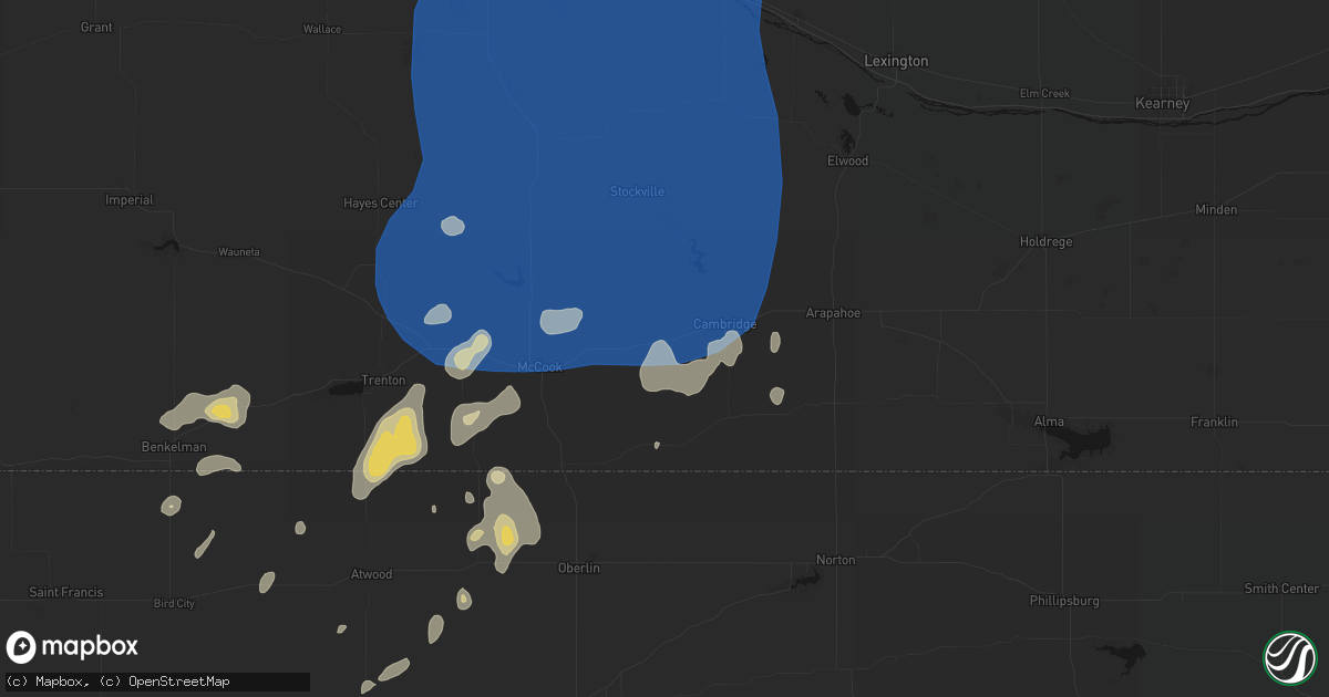 Hail map in Bartley, NE on August 14, 2026