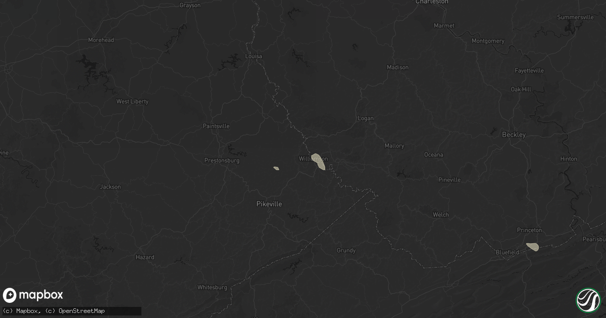 Hail map in Belfry, KY on August 14, 2026