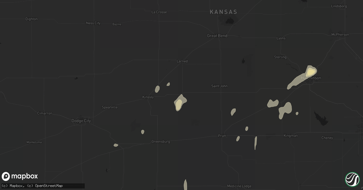 Hail map in Belpre, KS on August 14, 2026