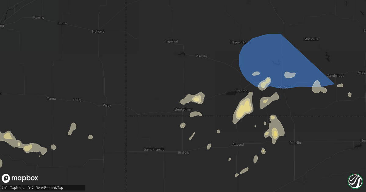 Hail map in Benkelman, NE on August 14, 2026