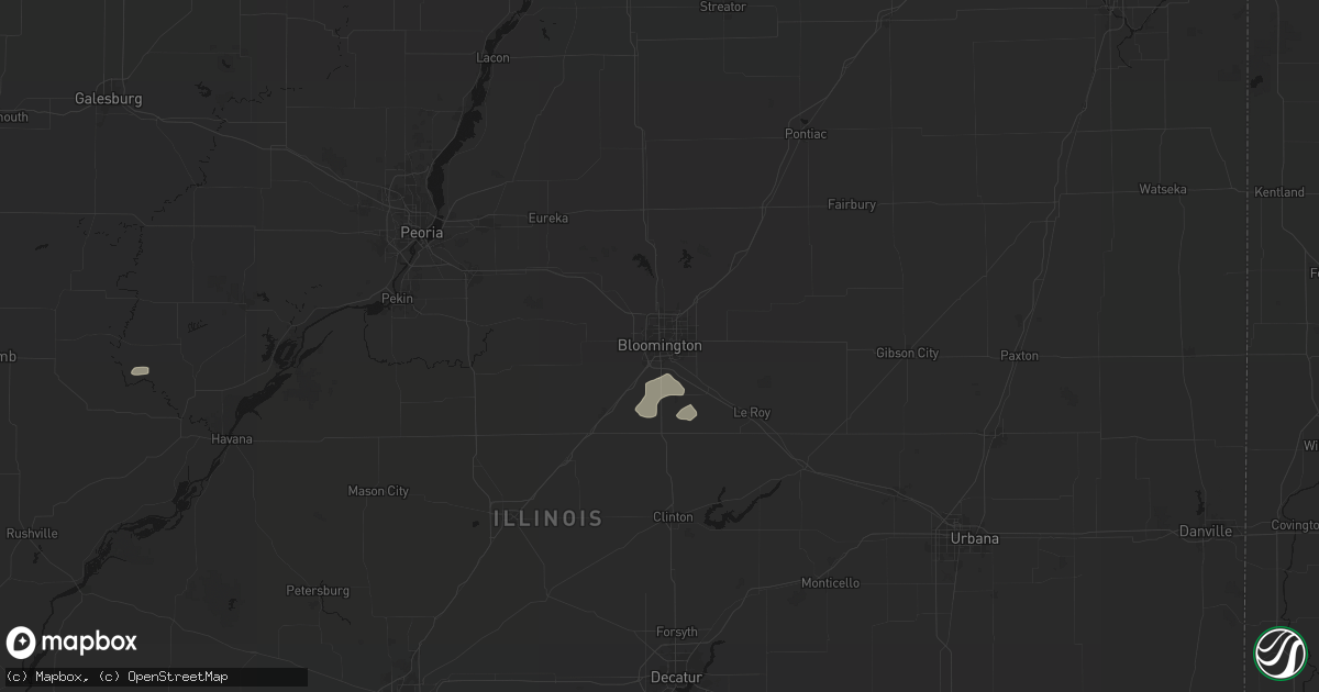 Hail map in Bloomington, IL on August 14, 2026