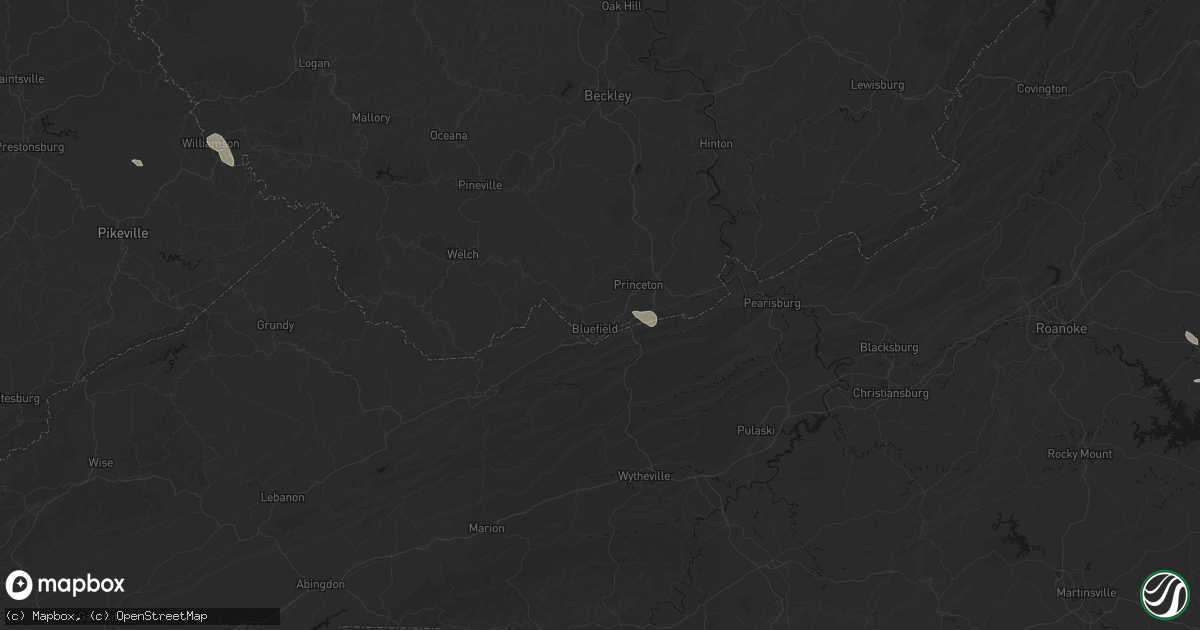 Hail map in Bluefield, WV on August 14, 2026