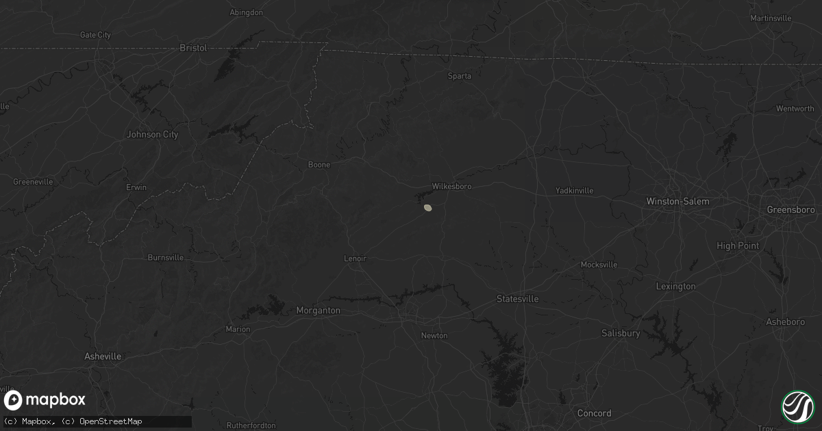 Hail map in Boomer, NC on August 14, 2026