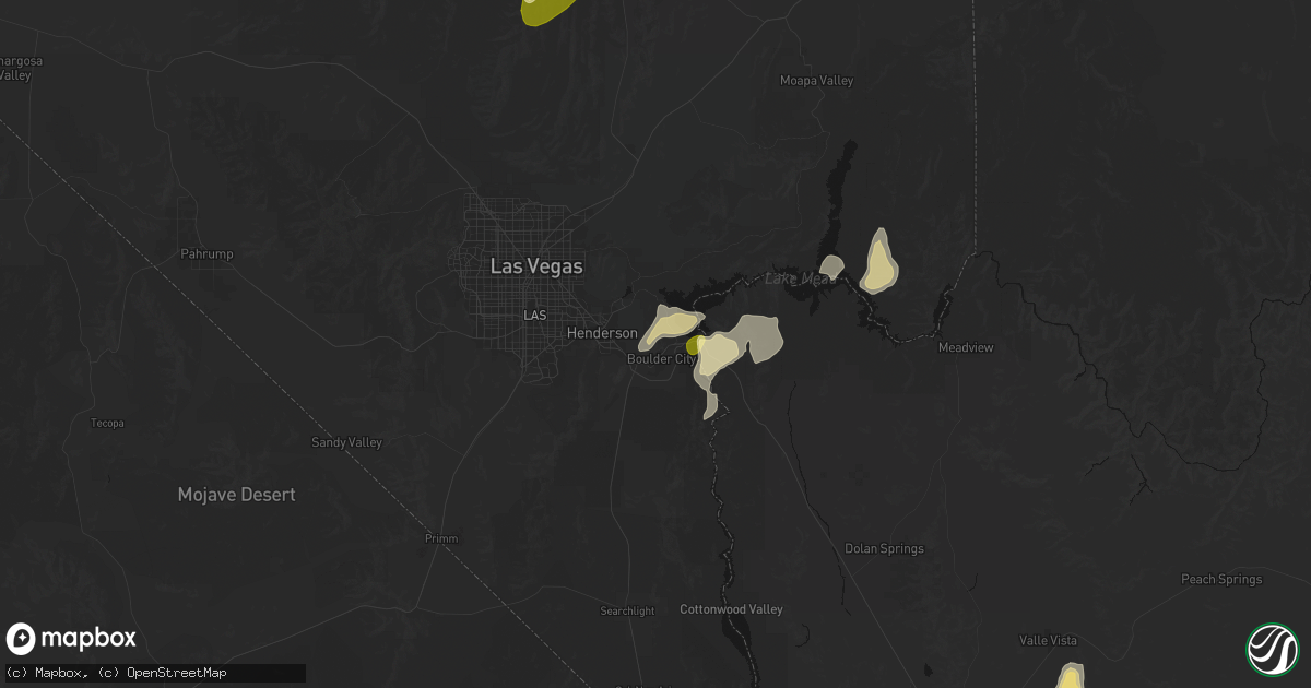 Hail map in Boulder City, NV on August 14, 2026