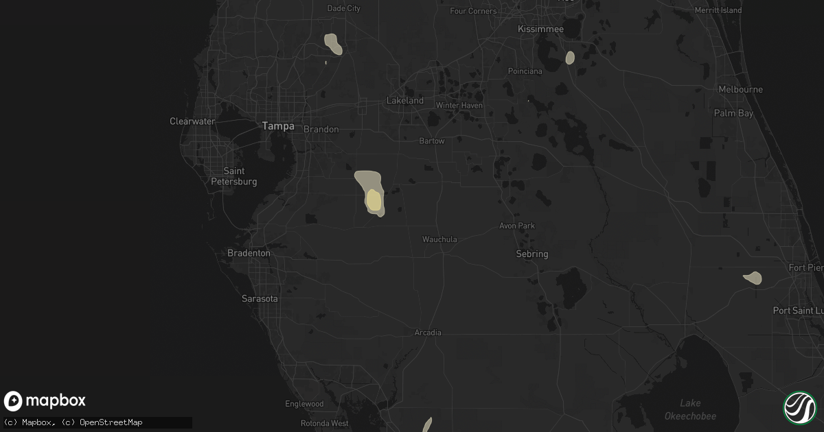 Hail map in Bowling Green, FL on August 14, 2026