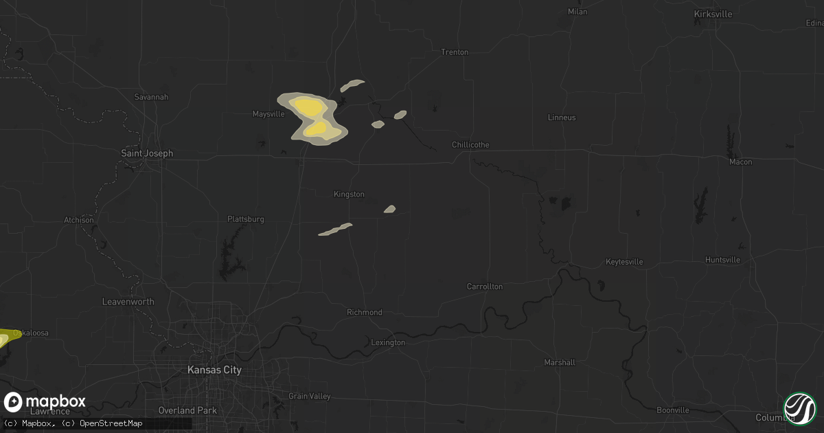 Hail map in Braymer, MO on August 14, 2026