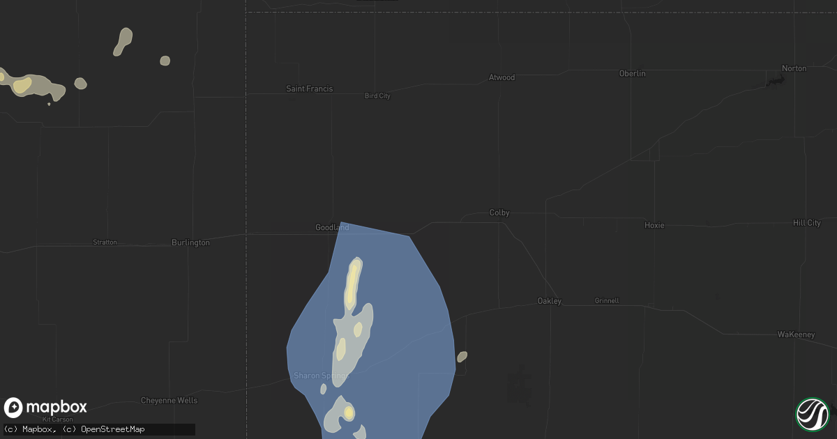 Hail map in Brewster, KS on August 14, 2026