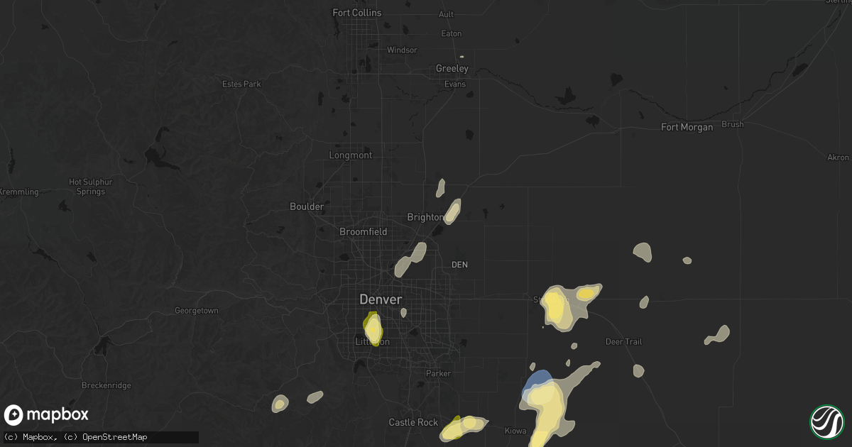 Hail map in Brighton, CO on August 14, 2026