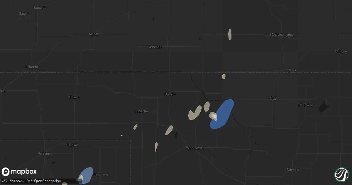 Hail map in Buffalo, OK on August 14, 2026