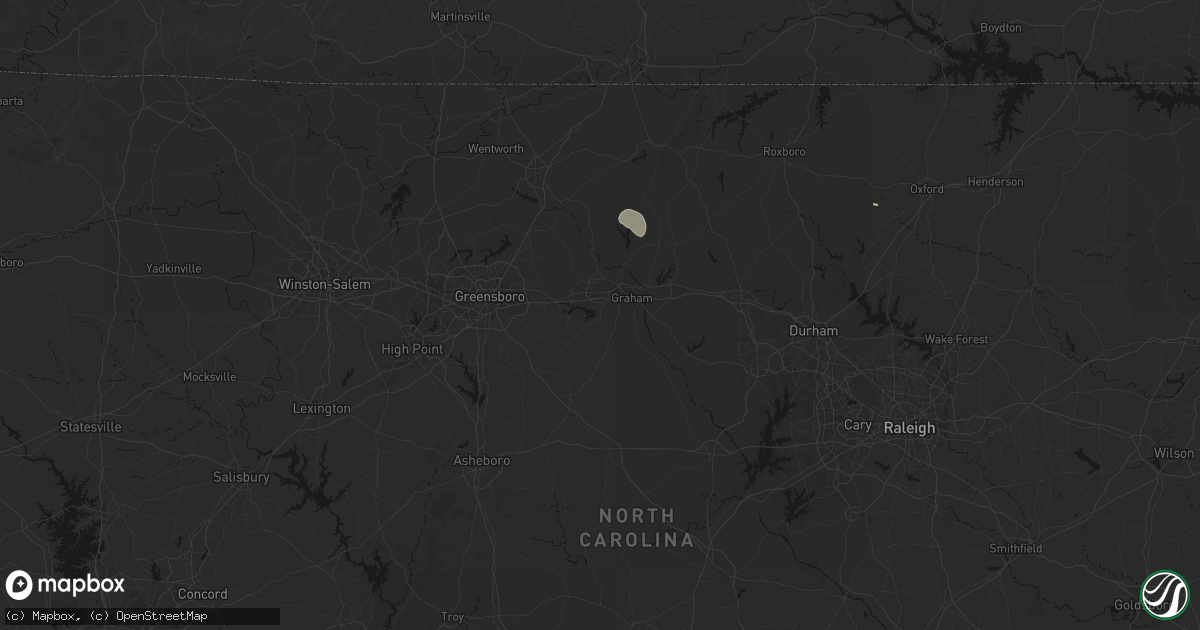 Hail map in Burlington, NC on August 14, 2026