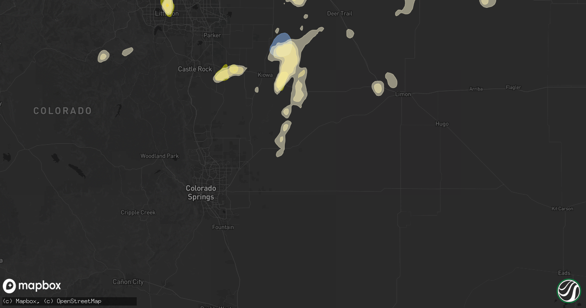 Hail map in Calhan, CO on August 14, 2026
