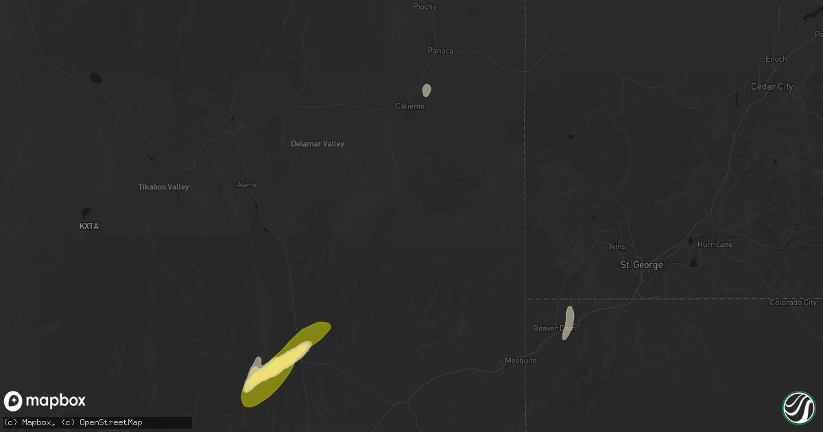 Hail map in Caliente, NV on August 14, 2026