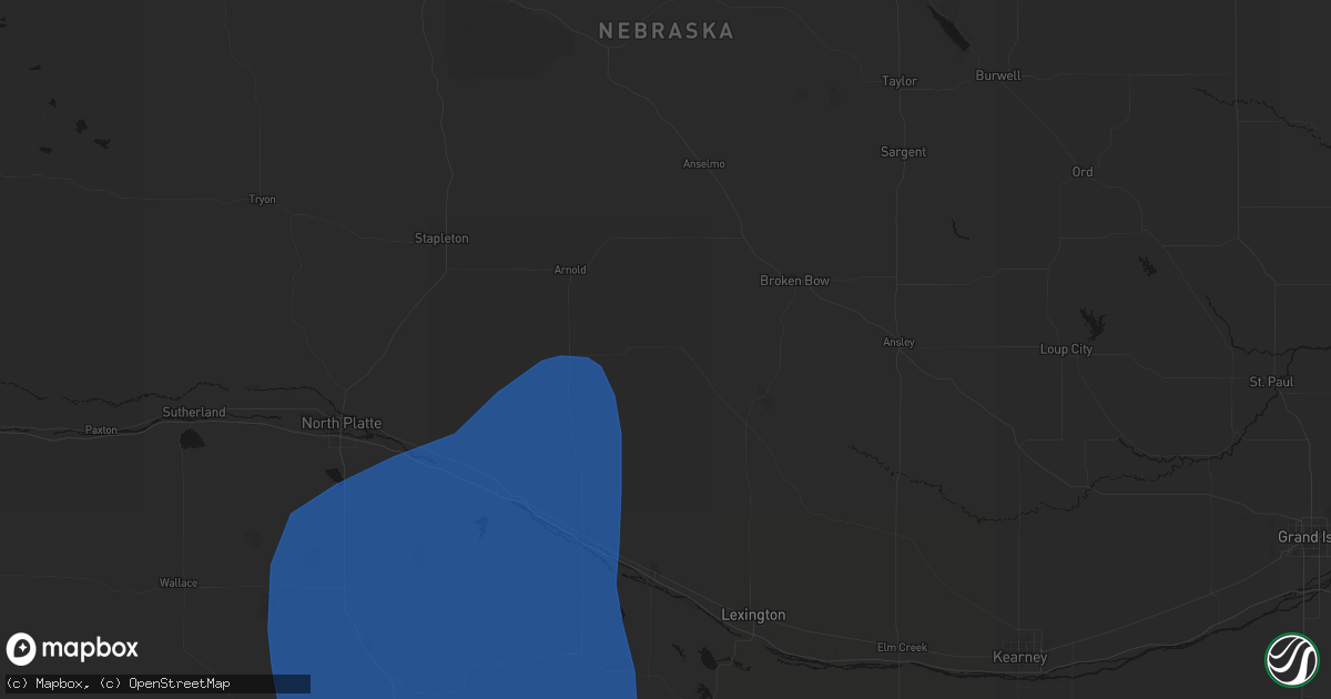 Hail map in Callaway, NE on August 14, 2026