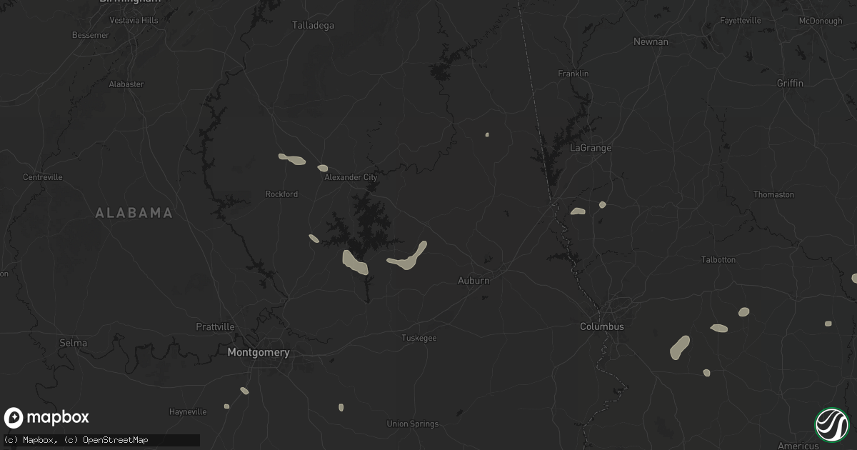 Hail map in Camp Hill, AL on August 14, 2026