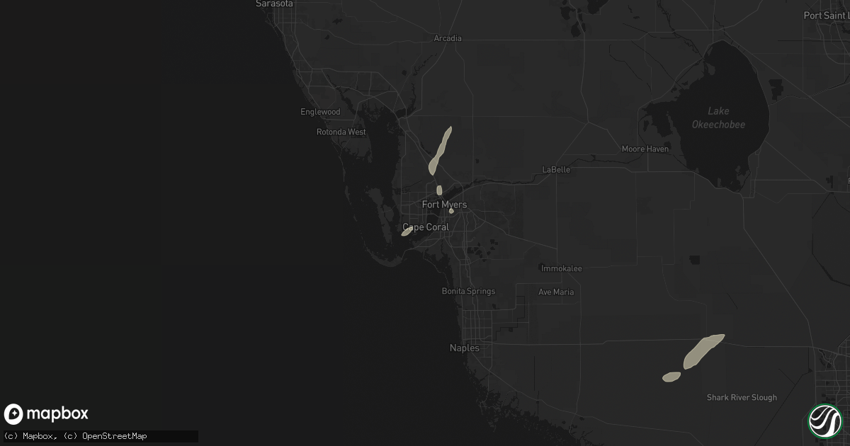Hail map in Cape Coral, FL on August 14, 2026
