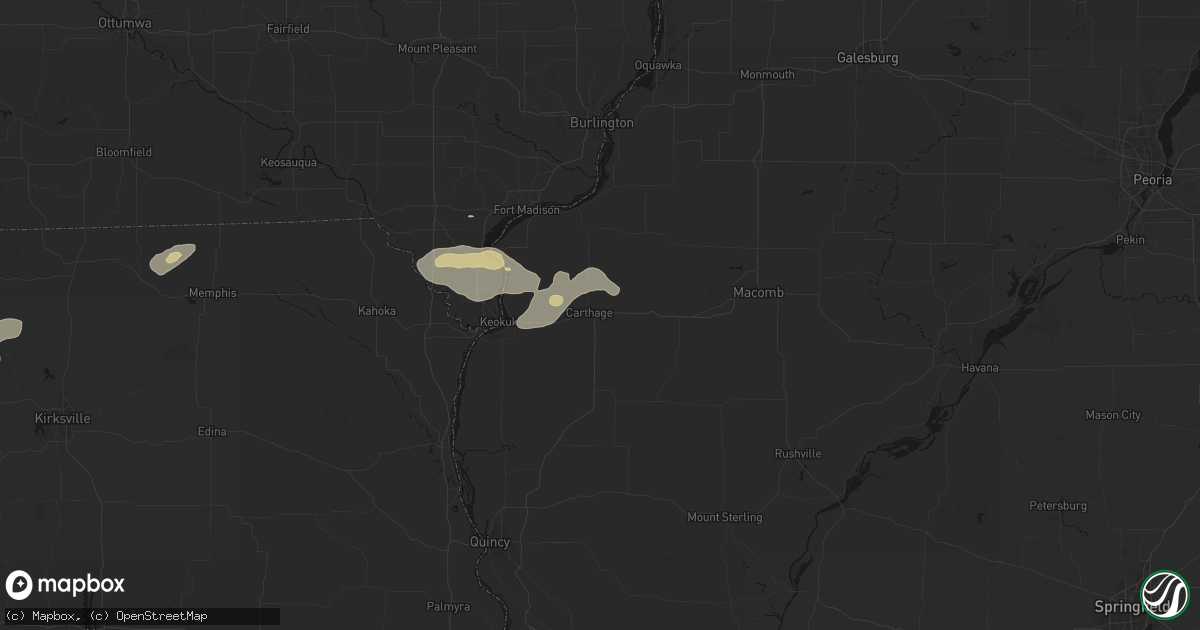 Hail map in Carthage, IL on August 14, 2026